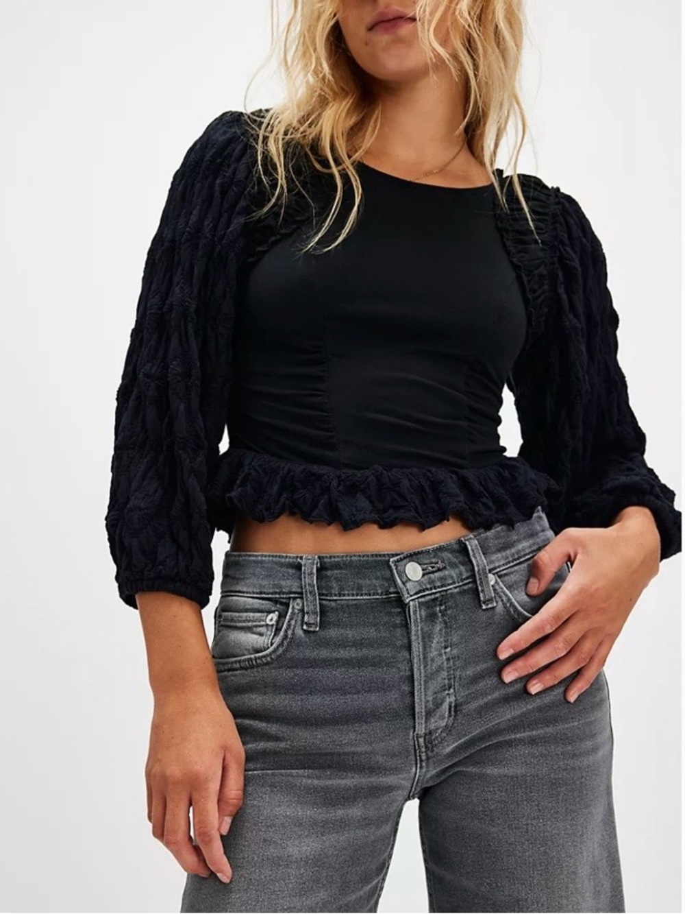 Free People Oliva top black